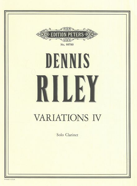 Variations Iv : For Solo Clarinet.