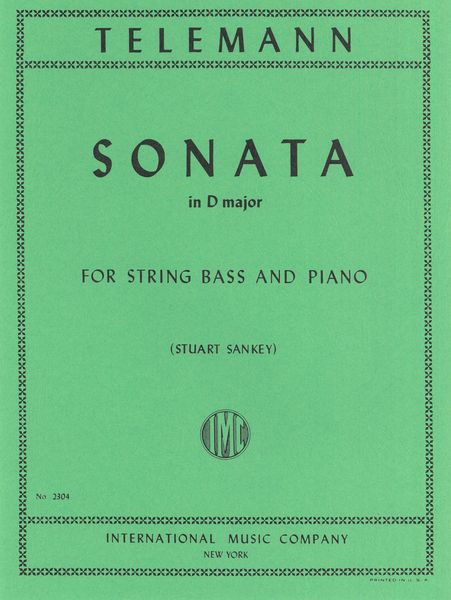 Sonata In D Major : For String Bass And Piano.