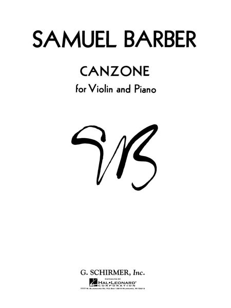 Canzone : For Violin and Piano.