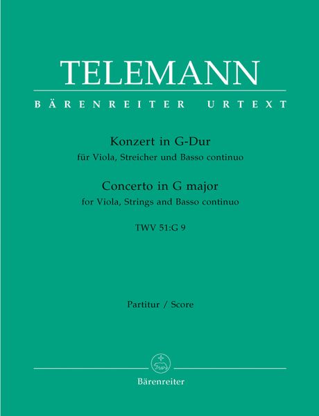 Konzert In G-Dur : Für Viola und Orchester TWV 51:G9 / edited by Wolfgang Hirschmann.