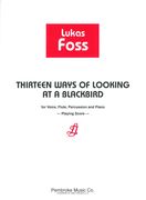 Thirteen Ways Of Looking At A Blackbird : For Voice, Flute, Percussion, And Piano.