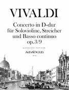 Concerto D-Dur : Für Solovioline, Streicher und Basso Continuo Op. 3/9 - Klavierauszug.