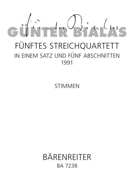 Fünftes Streichquartett (1991).