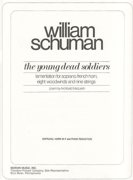 Young Dead Soldiers : reduction For Soprano, Horn In F and Piano.