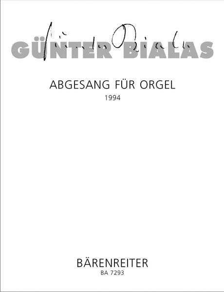 Abgesang : Für Orgel (Nach Lamento Di Orlando : Für Orchester) - 1994.