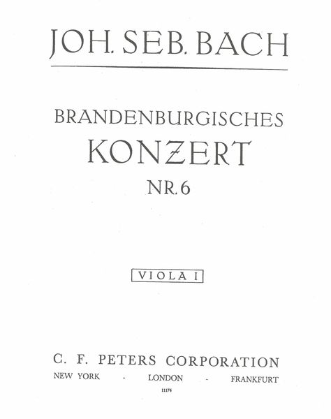 Brandenburg Concerto No. 6 : Viola 1 Part.