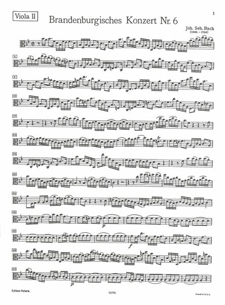 Brandenburg Concerto No. 6 : Viola 2 Part.