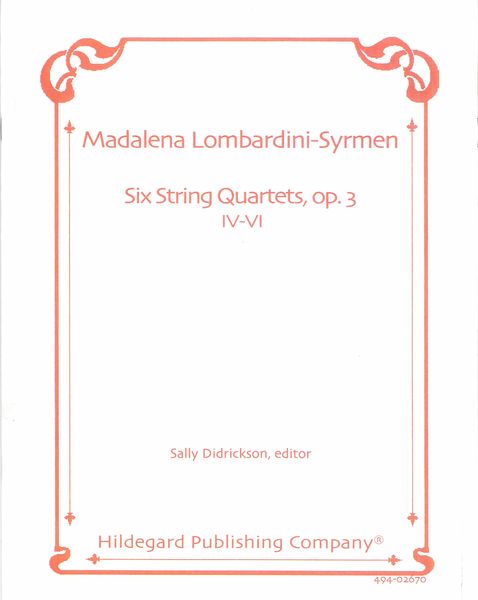 Six String Quartets, Op. 3 IV-VI / edited by Sally Didrickson.