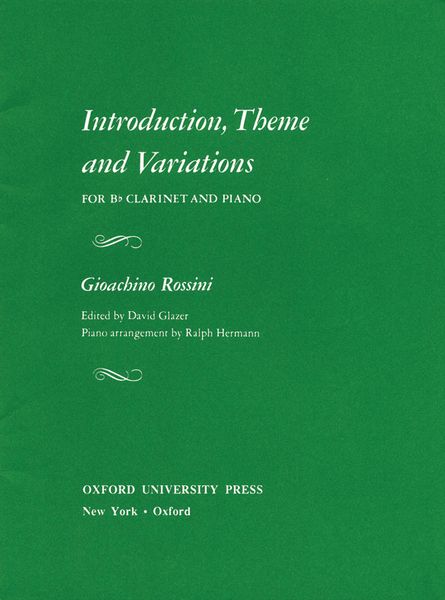 Introduction, Theme And Variations : Arranged For Clarinet And Piano.