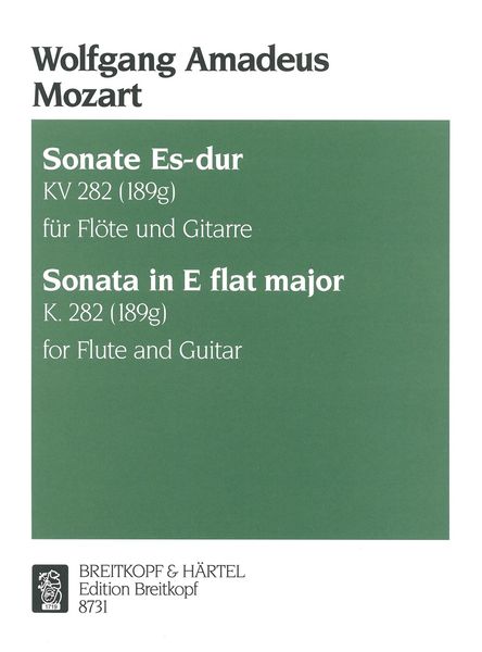 Sonata In Eb Major K. 282 (189g) : For Flute and Guitar / arranged by Stephan Schäfer.