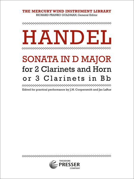 Sonata In D Major : For 2 Clarinets and Horn (Or 3 Clarinets).