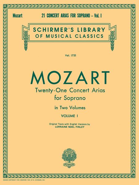 Twenty One Concert Arias For Soprano, Vol. 1.