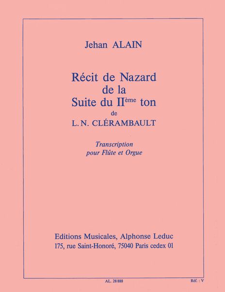 Recit De Nazard De la Suite Du Iieme Ton De L.N. Clerambault : Pour Flute Et Orgue.