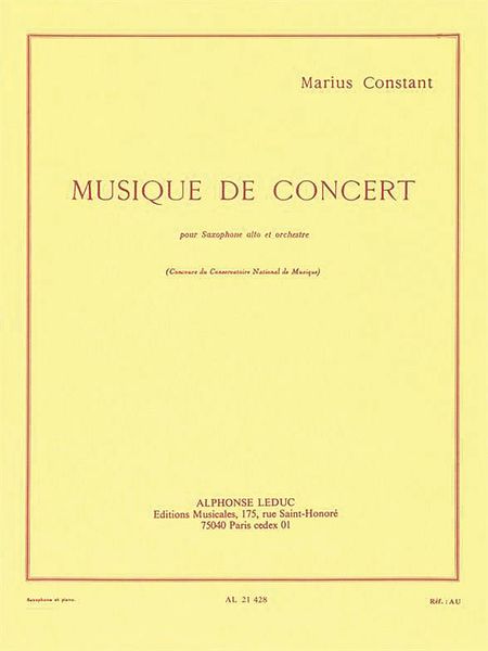 Musique De Concert : For Alto Saxophone and Piano.