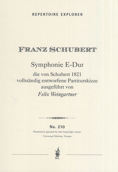Symphony In E Major : Completed and Orchestrated by Felix Weingartner.