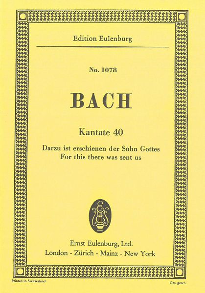 Cantata No. 40 : Darzu Ist Erschienen der Sohn Gottes.