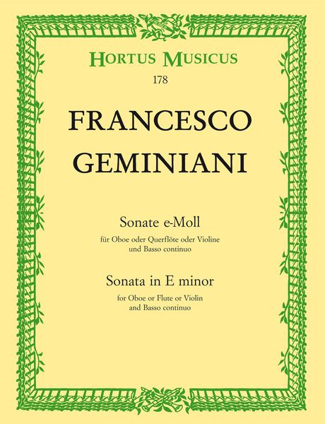 Sonate E-Moll : Für Oboe Oder Querflöte Oder Violine und Basso Continuo.