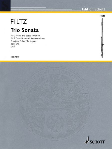 Trio Sonata : For 2 Flutes and Basso Continuo In F Major, Op. 2,5 / edited by Hugo & Reinhard Ruf.
