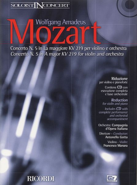 Concerto No. 5 In A Major, K. 219 : For Violin and Orchestra.