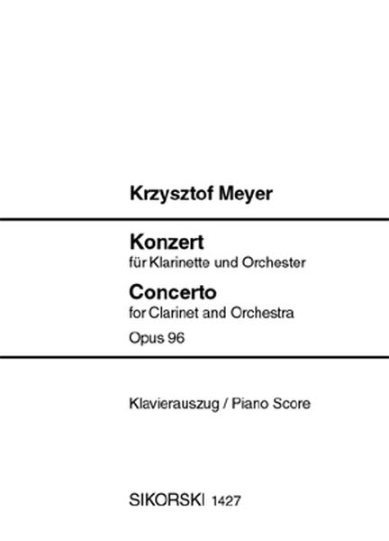 Konzert : Für Klarinette und Orchester, Op. 96 (2001) - Piano reduction.