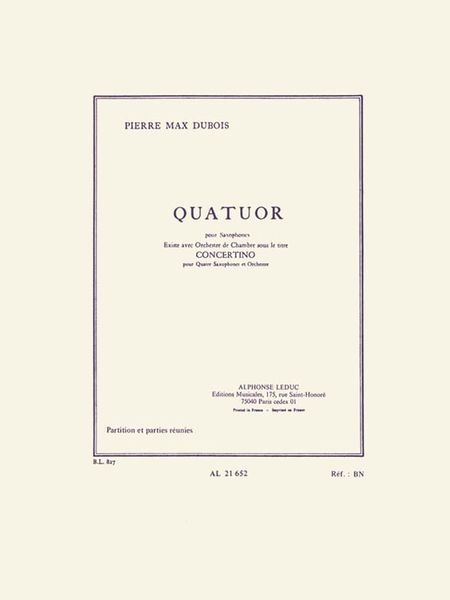 Quatuor : Pour Saxophones.