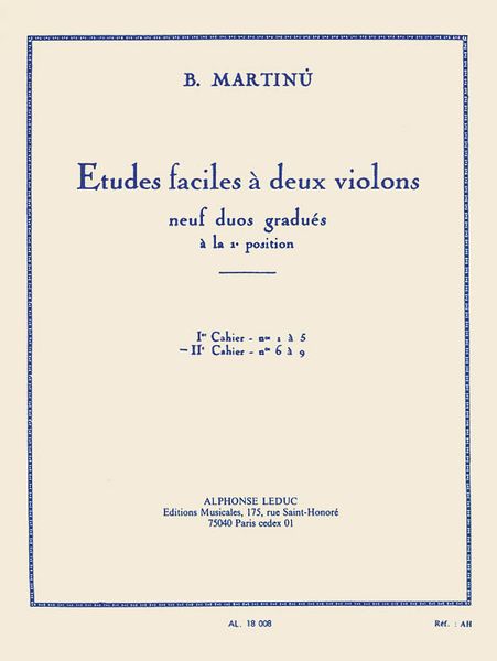 Etudes Faciles A Deux Violons : Neuf Duos Gradues A la 1e Position (Iie Cahier - No. 6 A 9).
