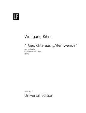 Vier Gedichte Aus Atemwende Von Paul Celan : Für Singstimme Und Klavier (1973).