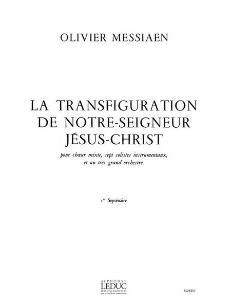 Transfiguration De Notre Seigneur Jesus-Christ : Premier Septenaire, Nos. 1 A 7.