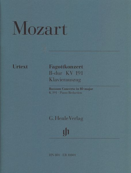 Bassoon Concerto In B Flat Major, K. 191 / reduction For Bassoon and Piano.