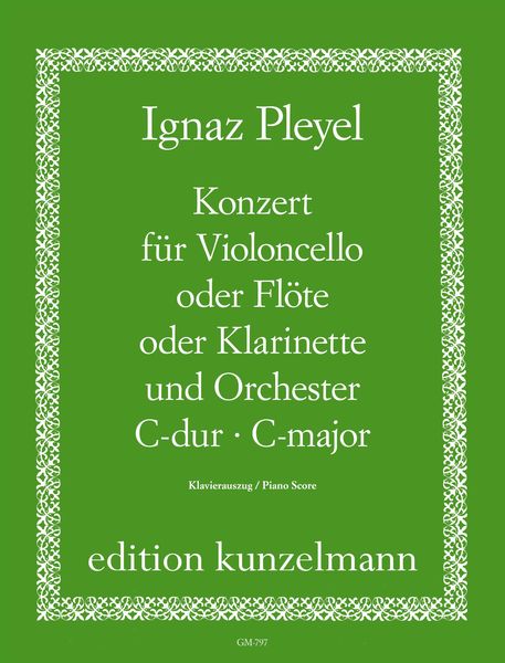 Konzert C-Dur : Für Violoncello (Oder Flöte Oder Klarinette) und Orchester / Klavierauszug.