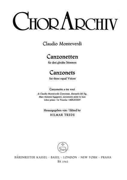 Canzonetten, Heft 1 : For SSA Choir (Italian / German).