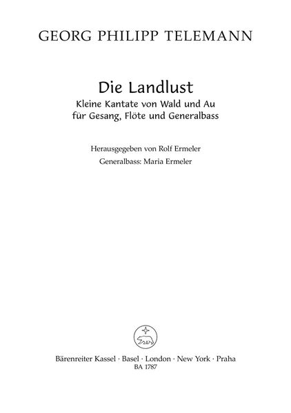 Kleine Kantate : For Soprano (Tenor), Flute and Continuo.