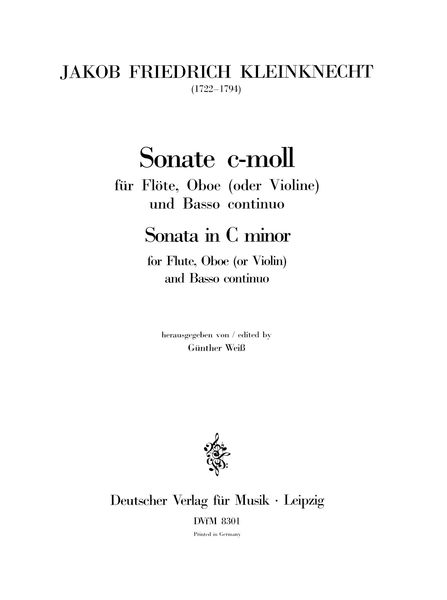 Sonate C-Moll : For Flute, Oboe (Or Violin) and Continuo.