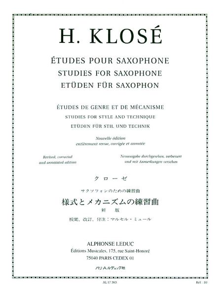 Etudes De Genre Et De Mecanisme : For Saxophone.