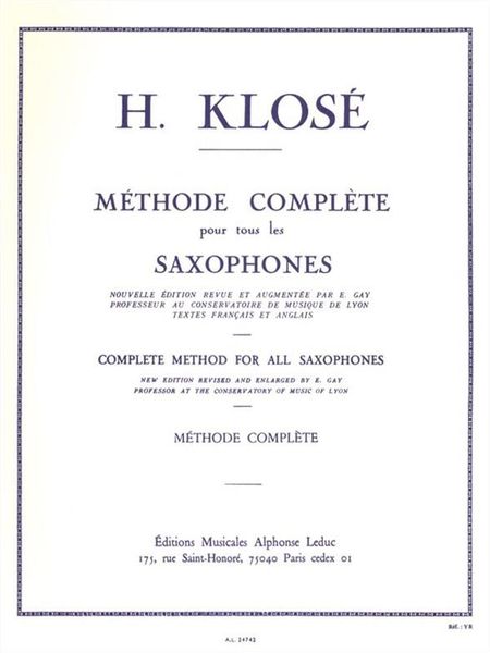 Methode De Saxophone Complete.