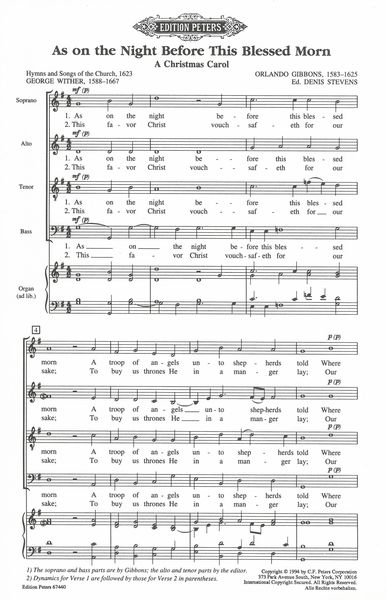 As On The Night Before This Blessed Morn : For SATB Chorus and Organ (Ad Lib.).