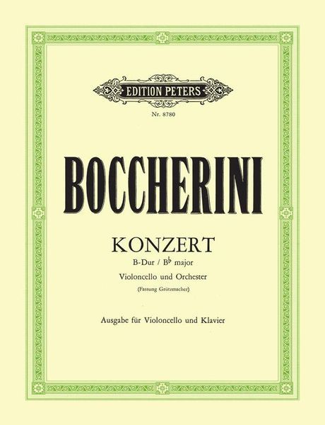 Konzert B-Dur : Für Violoncello und Orchester (Fassung Gruetzmacher) - Piano reduction.