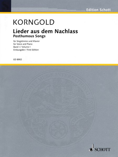 Lieder Aus Dem Nachlass, Band 1 [Posthumous Songs] For Voice & Piano / edited by B. G. Carroll.