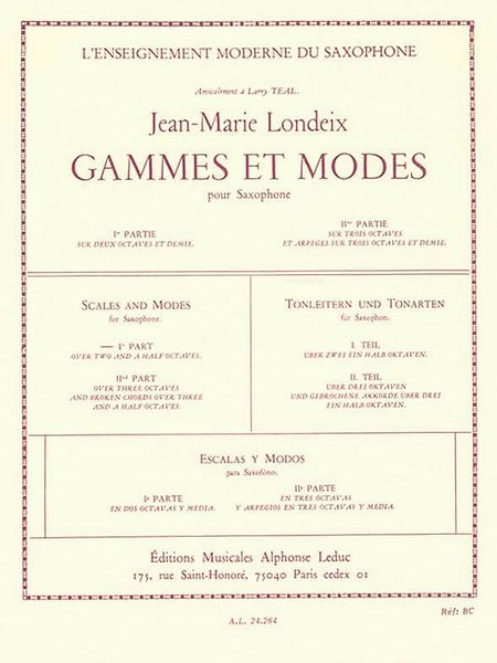 Gammes Et Modes, Vol. 1 : For Saxophone.