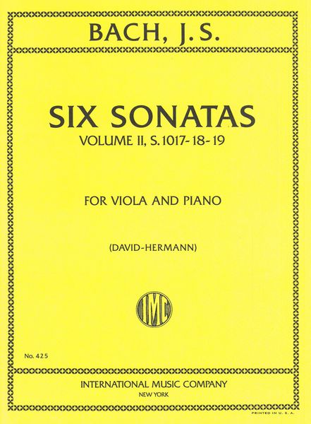 Six Violin Sonatas, Vol. II (4-6) : For Viola (David-Hermann).