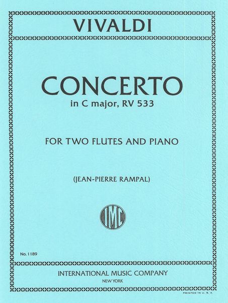 Concerto In C Major, RV 533 : For Two Flutes and Piano / edited by Jean-Pierre Rampal.