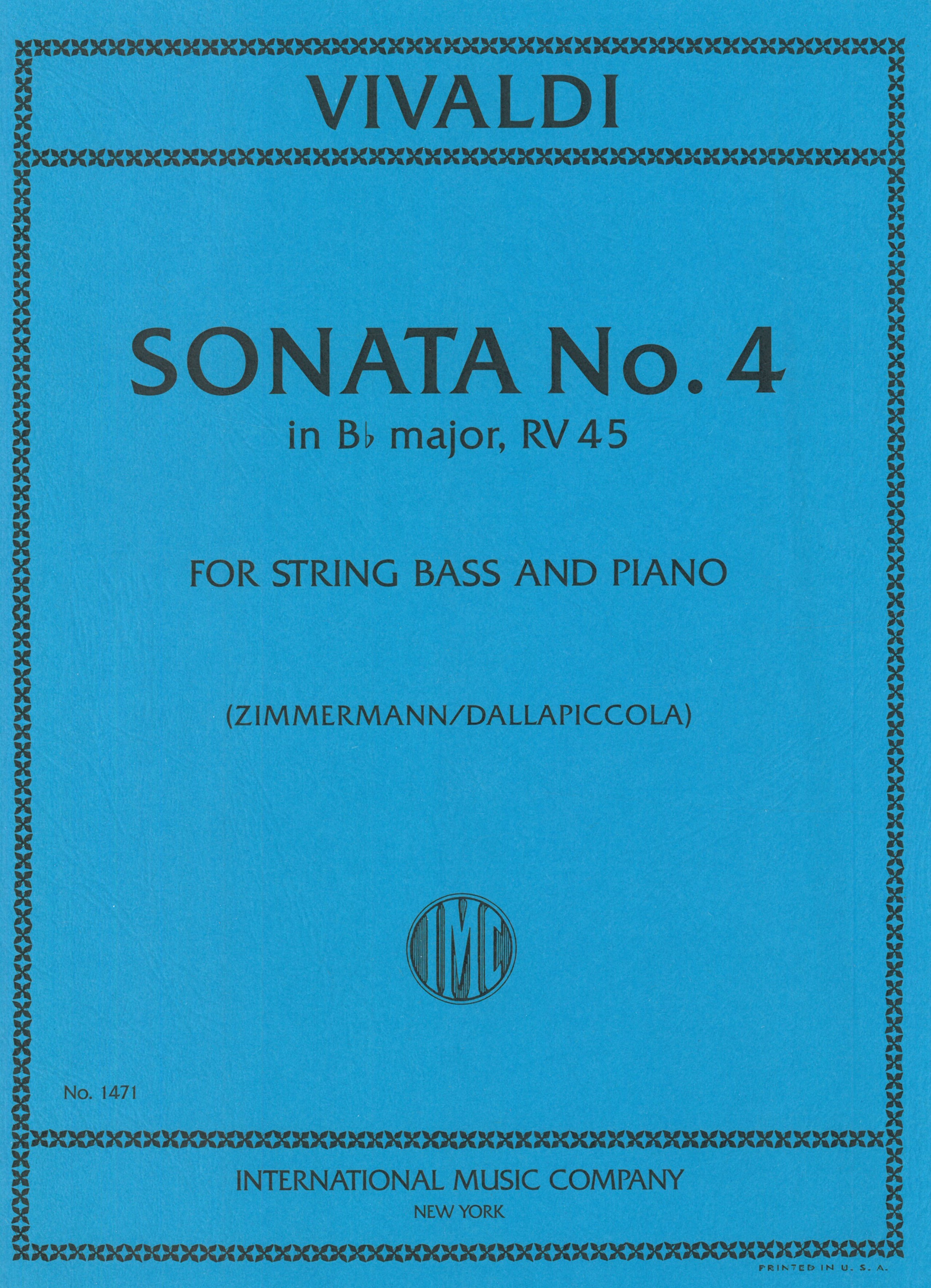 Sonata No. 4 In B Flat Major, RV 45 : For String Bass and Piano (Zimmermann).