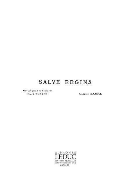 Salve Regina : For Two Or Four Mixed Voices and Piano Or Organ.