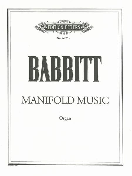 Manifold Music : For Organ.