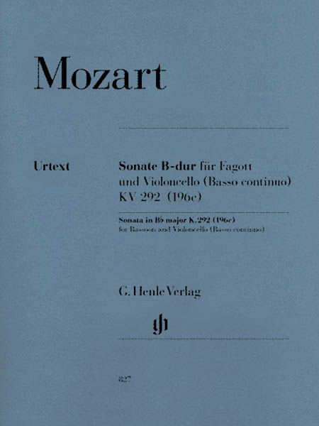 Sonate B-Dur, K. 292 (196c) : Für Fagott Und Violoncello (Basso Continuo) / Ed. Henrik Wiese.