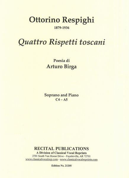 Quattro Rispetti Toscani : For Soprano And Piano.