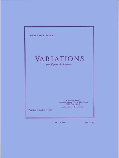 Variations : Pour Quatuor De Saxophones.