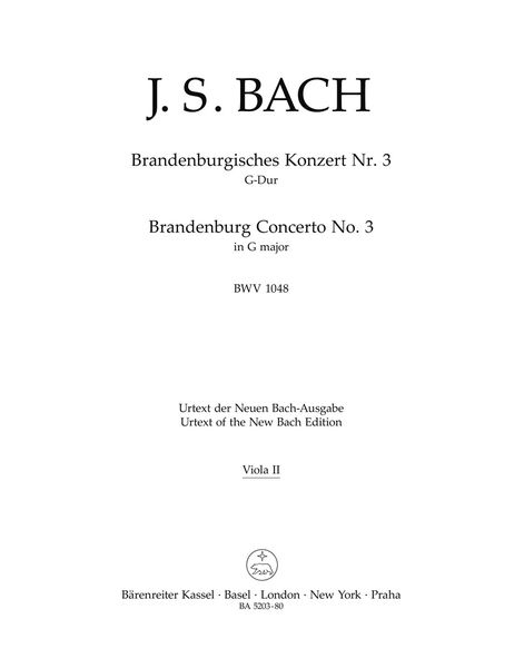 Brandenburg Concerto No. 3 In G Major, BWV 1048 / Viola 2 Part.