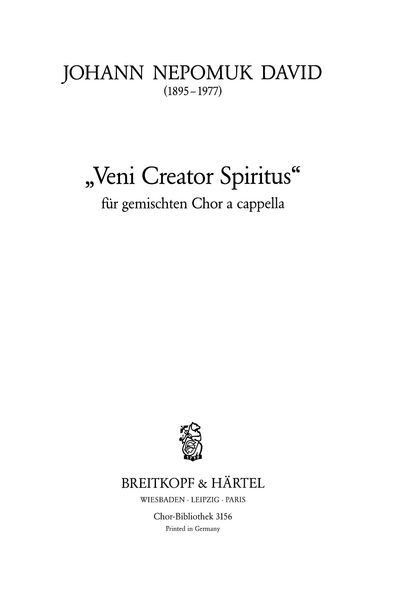 Veni Creator Spiritus : For Mixed Choir.