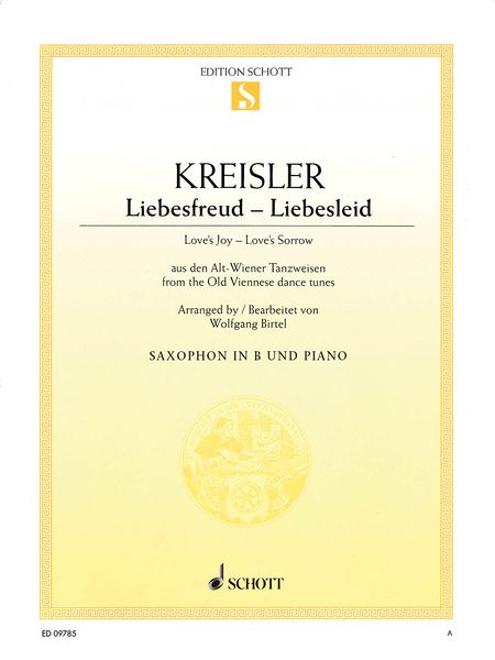 Liebesfreud - Liebslied : For Saxophone In Bb and Piano / arranged by Wolfgang Birtel.